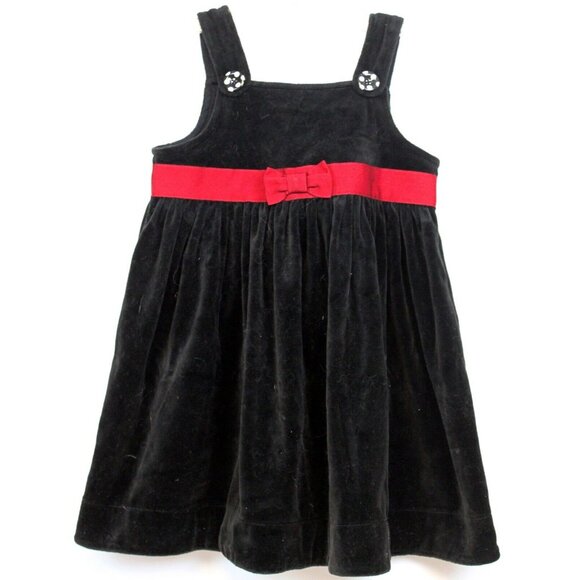 NWT 2009 Gymboree Holiday Panda Black Velvet Dress sz 4T Bow Jumper Button Cute - Picture 1 of 5